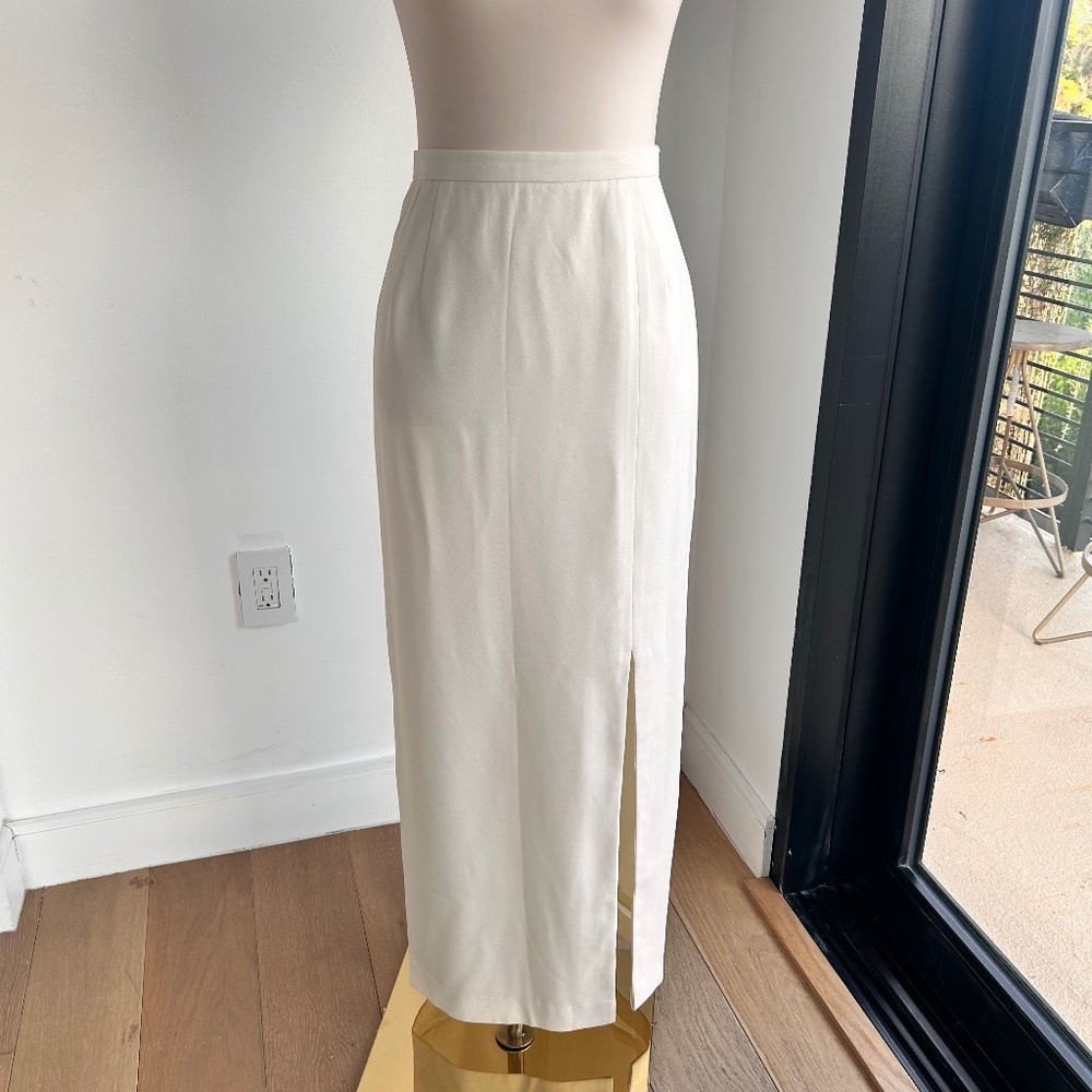 White Formal Long Skirt with Slit